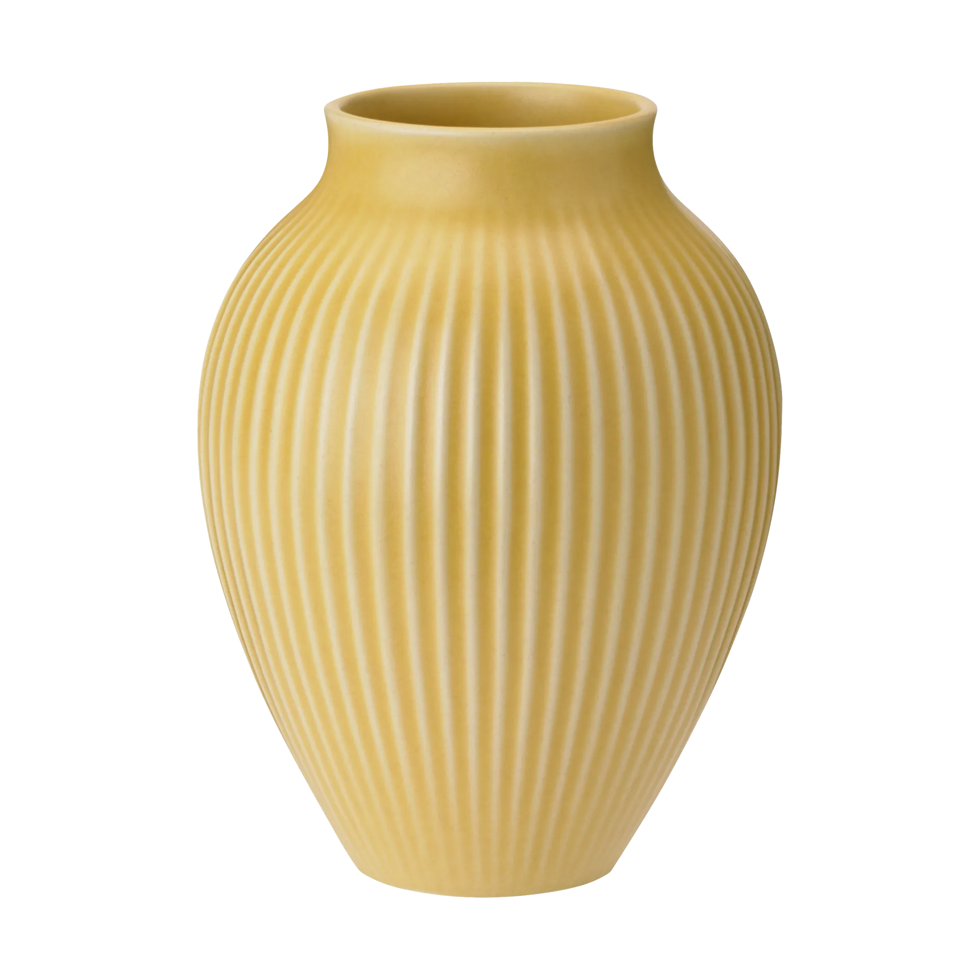 Jarrón acanalado Knabstrup 12,5 cm, Yellow Knabstrup Keramik
