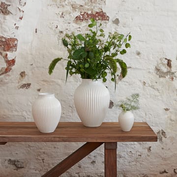 Jarrón acanalado Knabstrup 20 cm - Blanco - Knabstrup Keramik