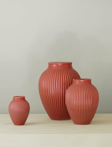 Jarrón acanalado Knabstrup 20 cm - Coral - Knabstrup Keramik