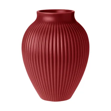 Jarrón acanalado Knabstrup 20 cm - rojo cereza suave - Knabstrup Keramik