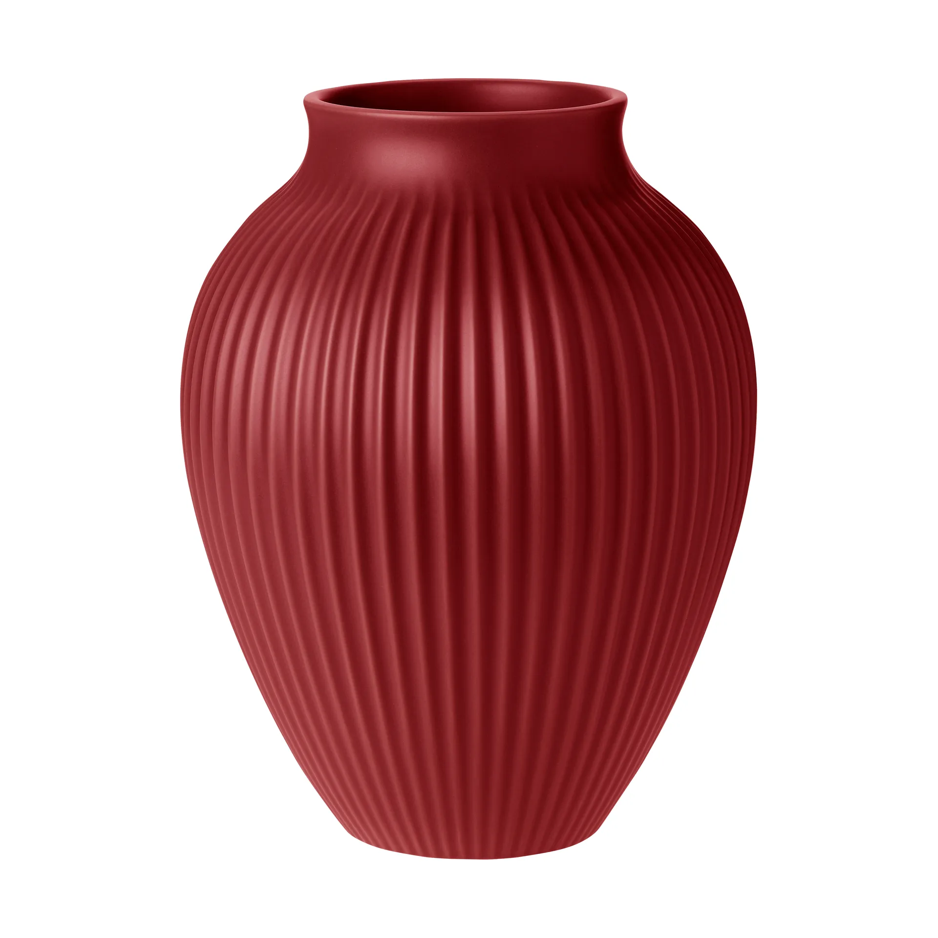 Jarrón acanalado Knabstrup 27 cm, rojo cereza suave Knabstrup Keramik