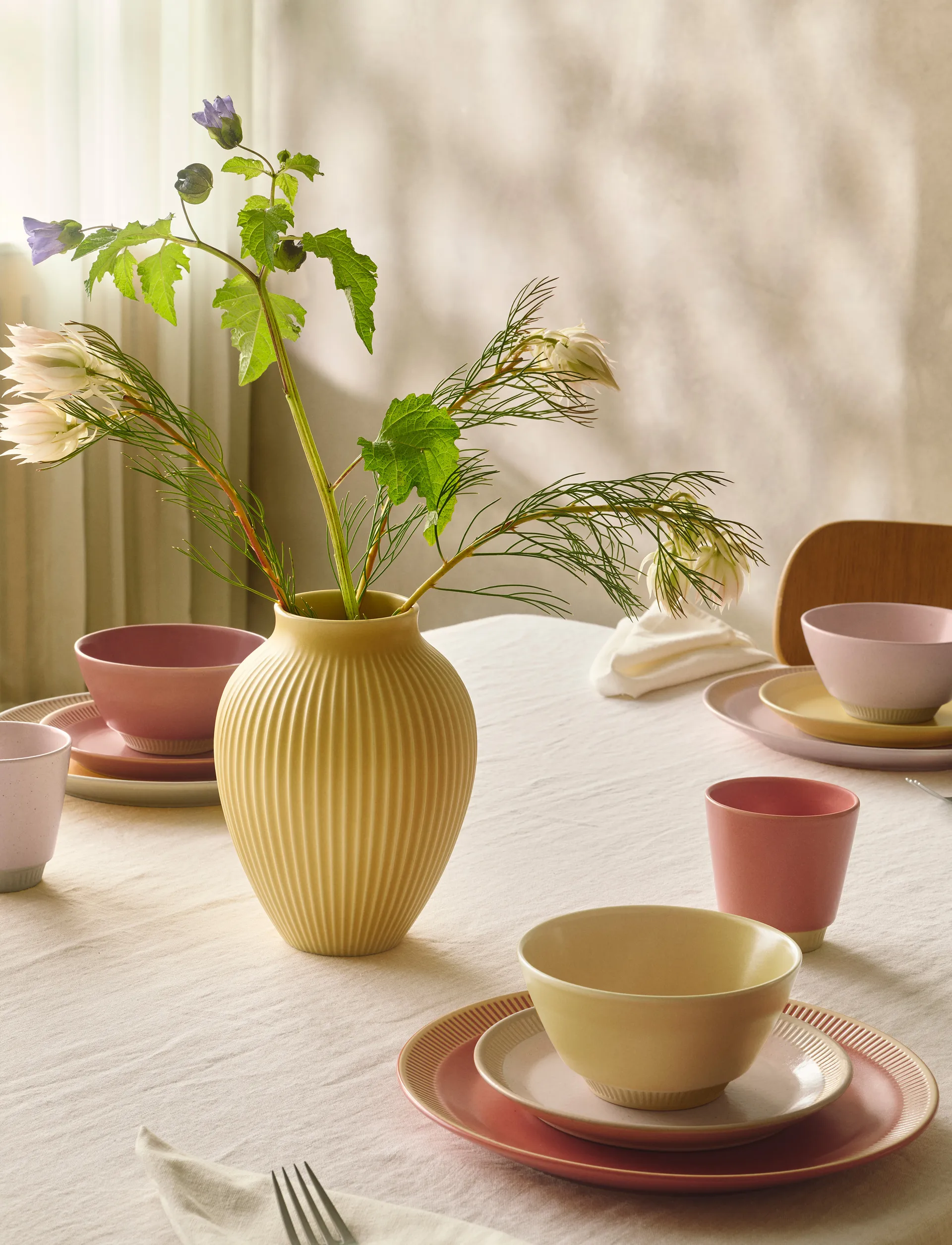 Jarrón acanalado Knabstrup 27 cm, Yellow Knabstrup Keramik