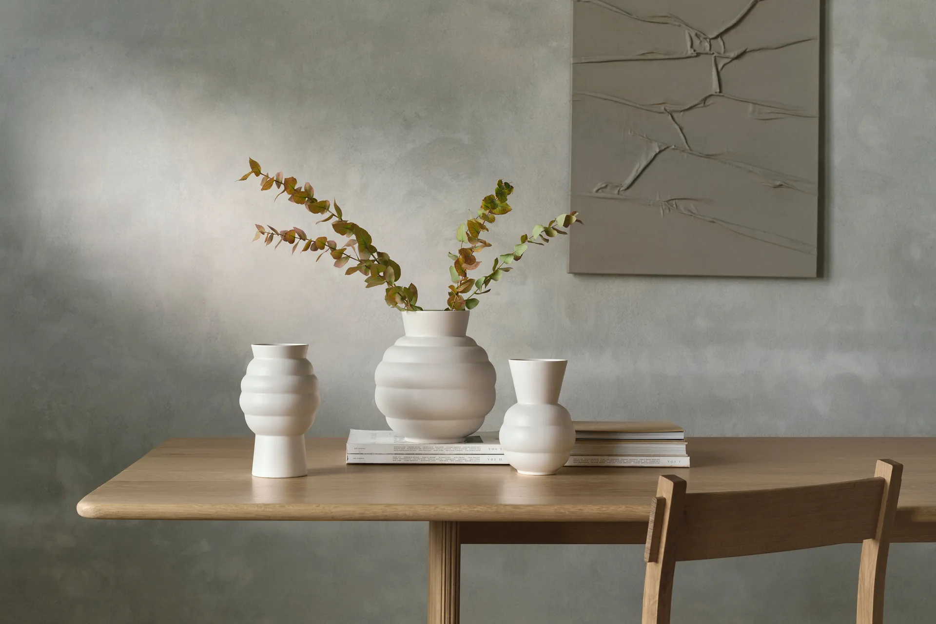 Jarrón Tortus Archie No2, 26.5 cm, Blanco Knabstrup Keramik