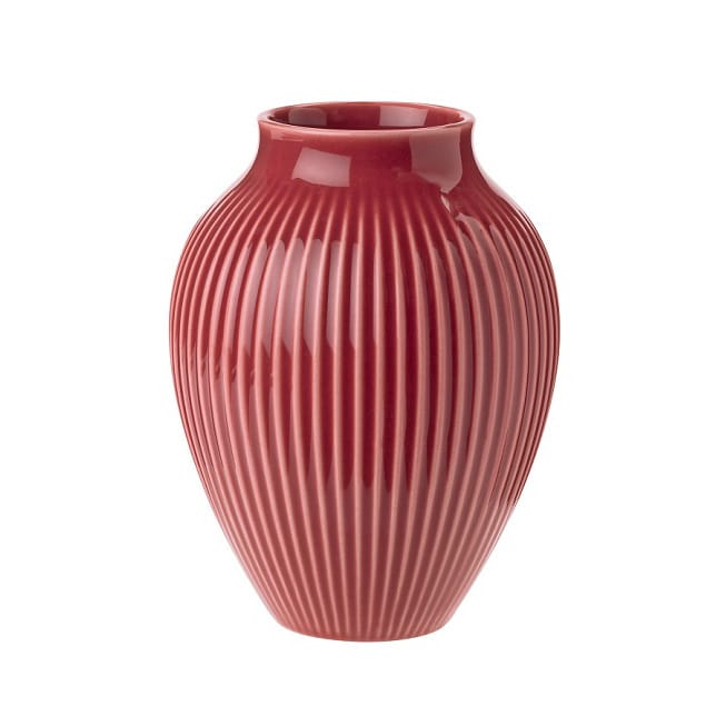Knabstrup Jarrón acanalado 12,5 cm - Bordeaux - Knabstrup Keramik
