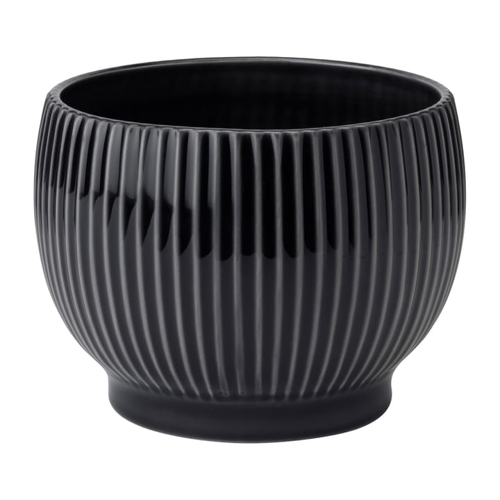Maceta Knabstrup acanalada Ø16,5 cm, negro Knabstrup Keramik