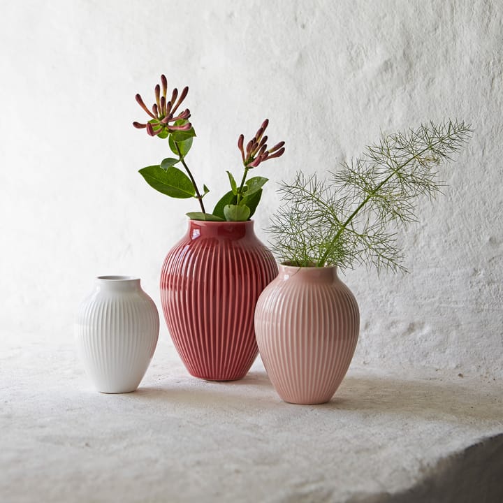 Set de 3 jarrones acanalados Knabstrup - Burdeos-rosa-blanco - Knabstrup Keramik