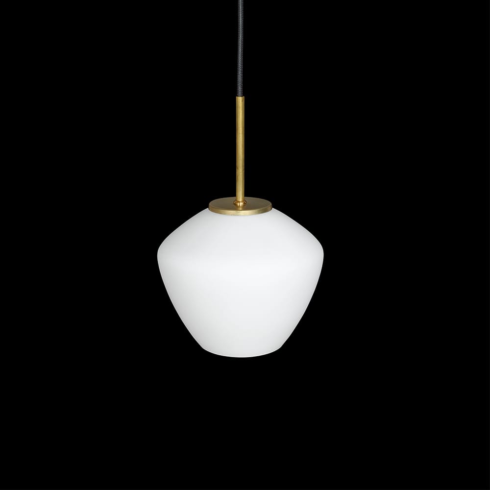 Lámpara colgante DK 1 luz, Negro/opal Konsthantverk