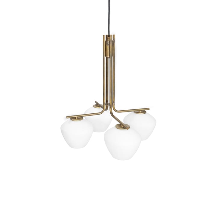 Lámpara colgante DK 4 luces, Latón crudo/blanco mate Konsthantverk