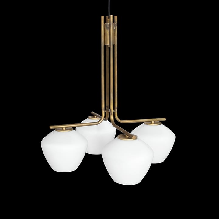 Lámpara colgante DK 4 luces, Latón crudo/blanco mate Konsthantverk