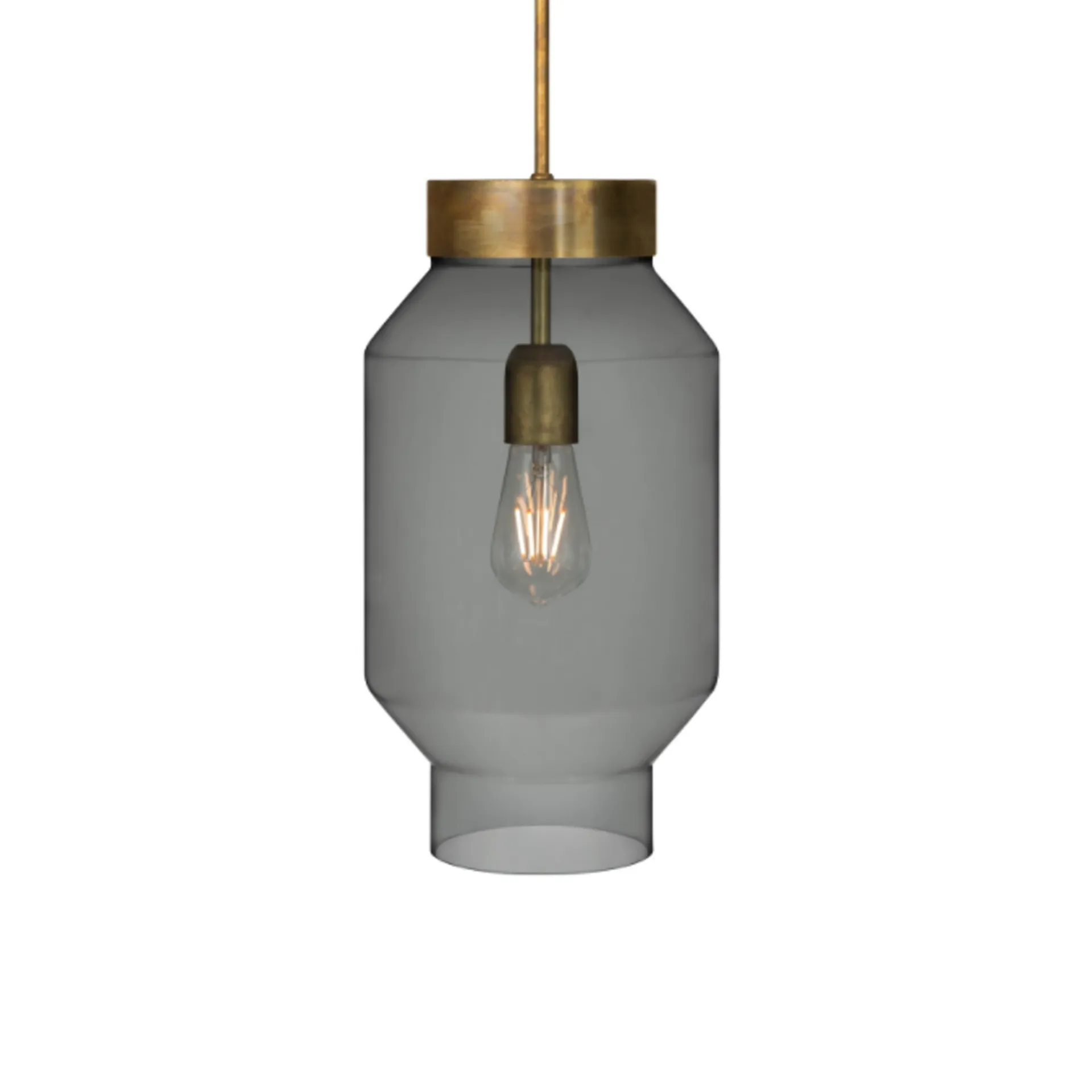Lámpara colgante Fenomen, Vidrio ahumado-latón crudo-grande Konsthantverk