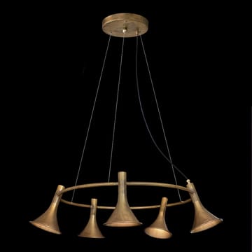 Lámpara colgante Megafon 5 luces en círculo - Latón crudo - Konsthantverk
