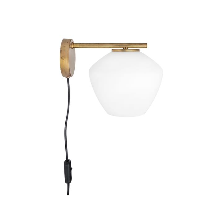 Lámpara de pared DK 1 luz, Latón crudo/blanco mate Konsthantverk