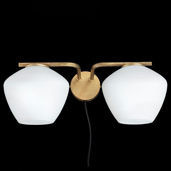 Lámpara de pared DK 2 luces, Latón crudo/ blanco Konsthantverk