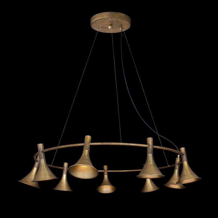 Lámpara de techo Megafon 9 luces, Latón crudo Konsthantverk