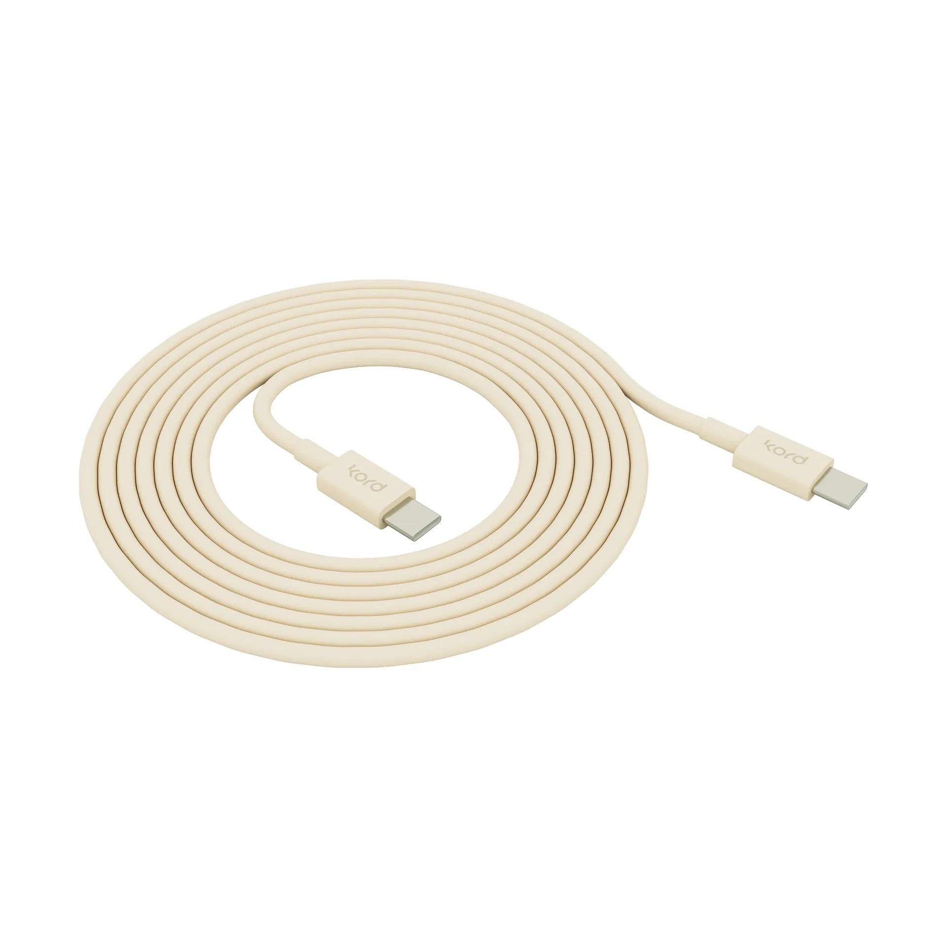 Cable de cargar Kord USB-C a USB-C 1,8 m, Pearled Ivory Kord