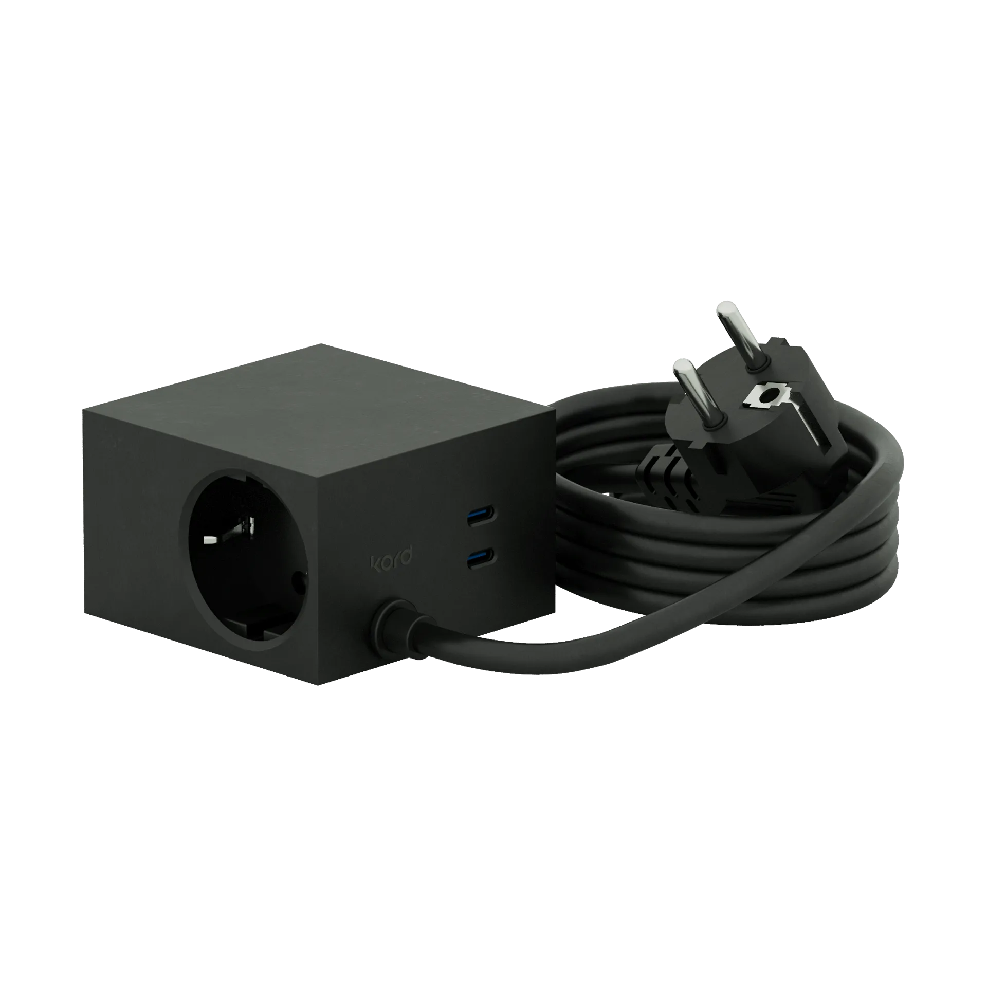 Regleta Cuboid+ con USB-C de 30W y cable de 2 m, Black Kord