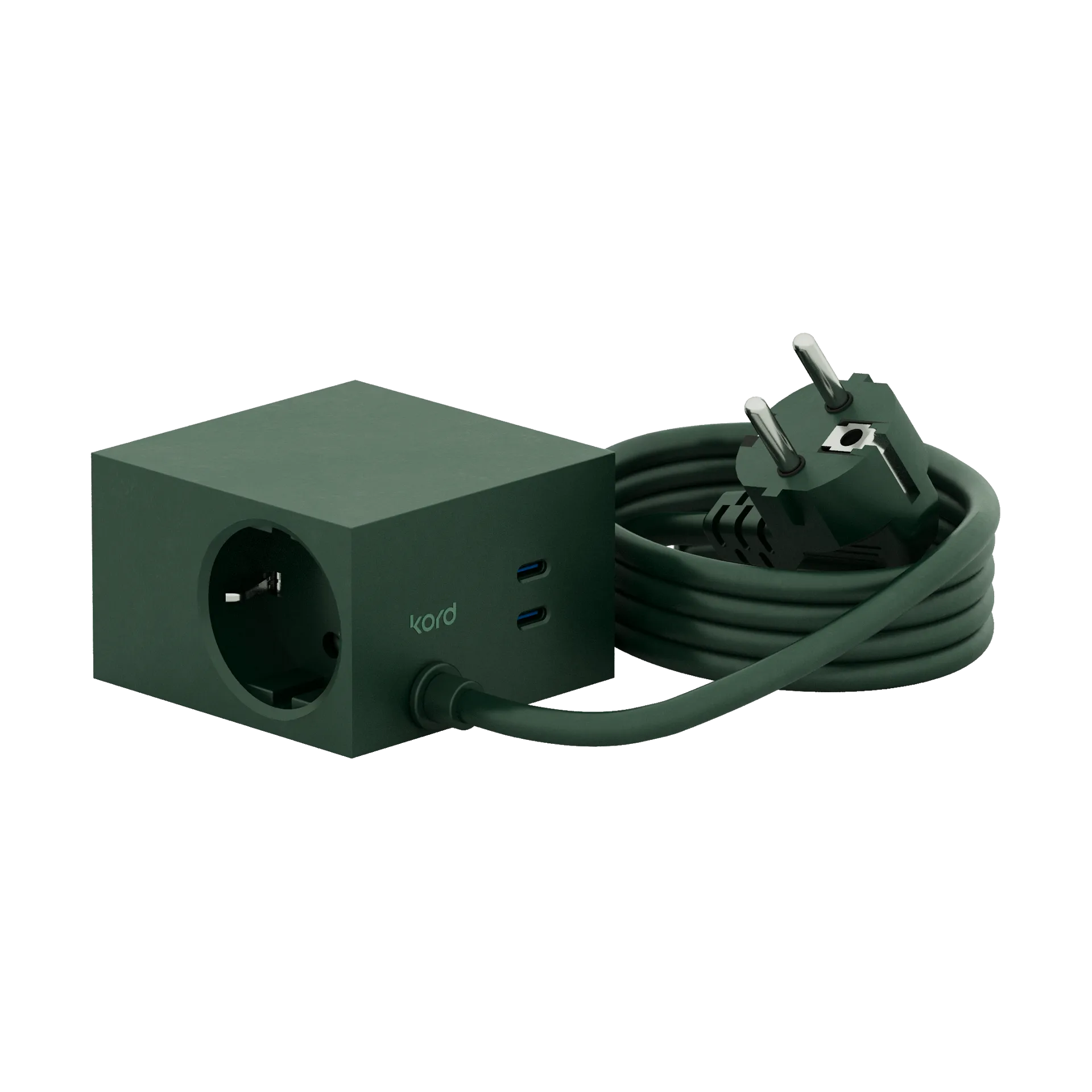 Regleta Cuboid+ con USB-C de 30W y cable de 2 m, Dark Green Kord