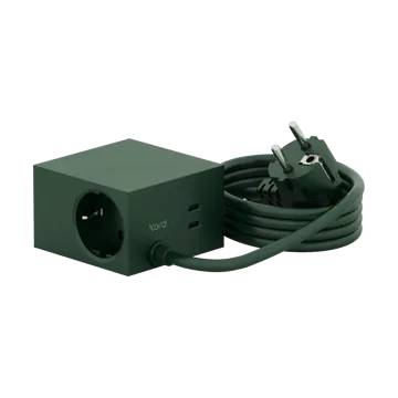 Regleta Cuboid+ con USB-C de 30W y cable de 2 m - Dark Green - Kord