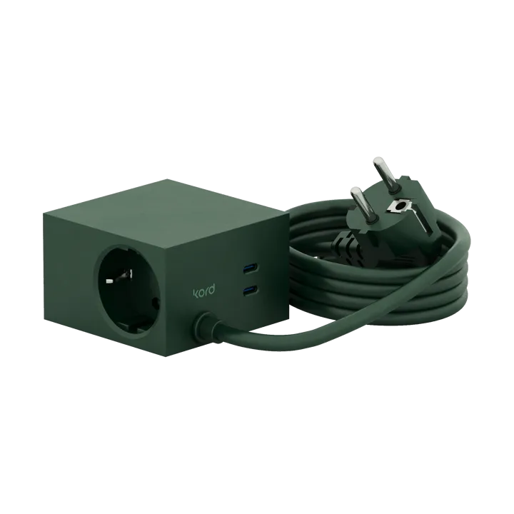 Regleta Cuboid+ con USB-C de 30W y cable de 2 m - Dark Green - Kord