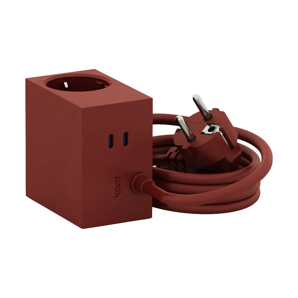 Regleta Cuboid+ con USB-C de 30W y cable de 2 m, Fired Brick Kord