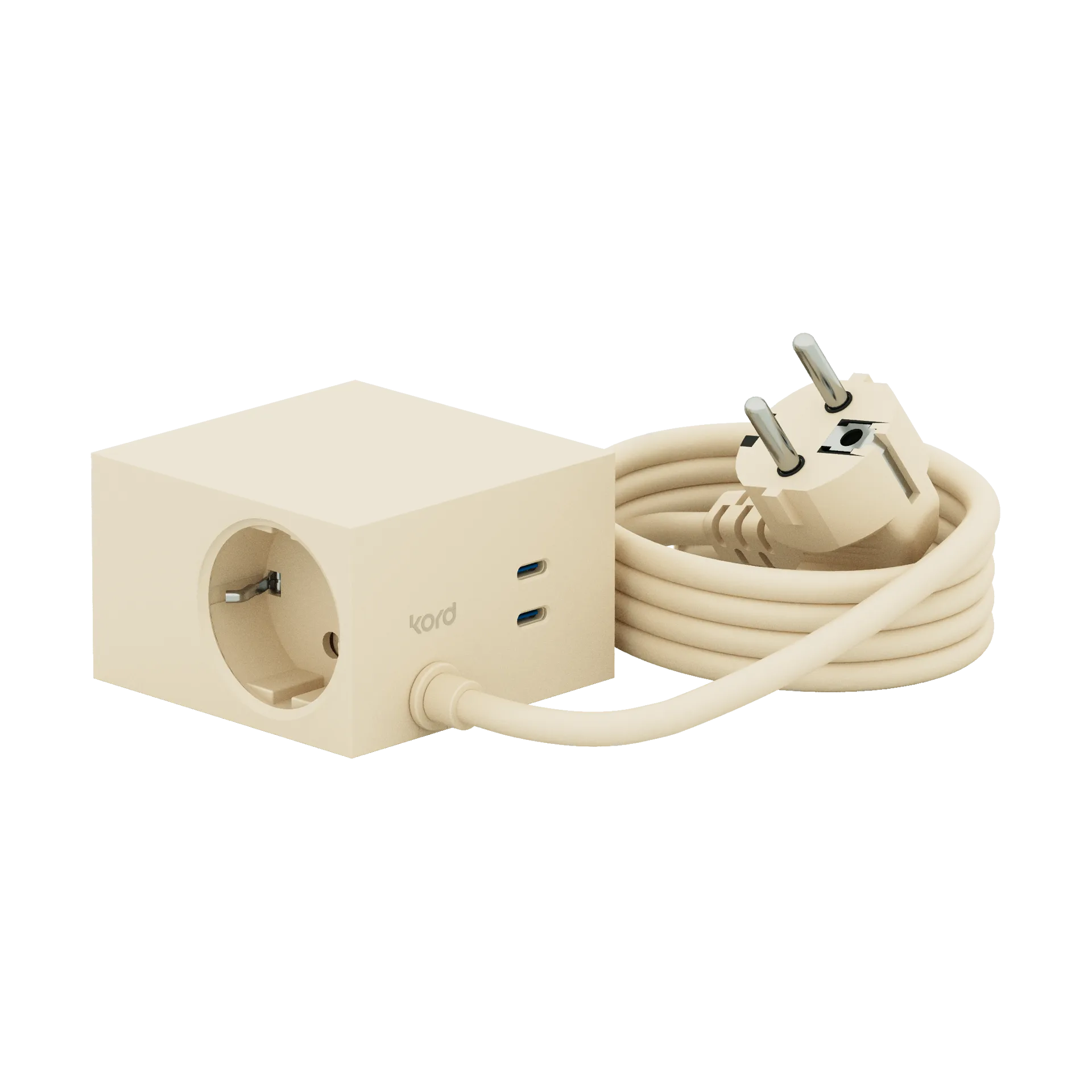 Regleta Cuboid+ con USB-C de 30W y cable de 2 m, Pearled Ivory (blanco) Kord