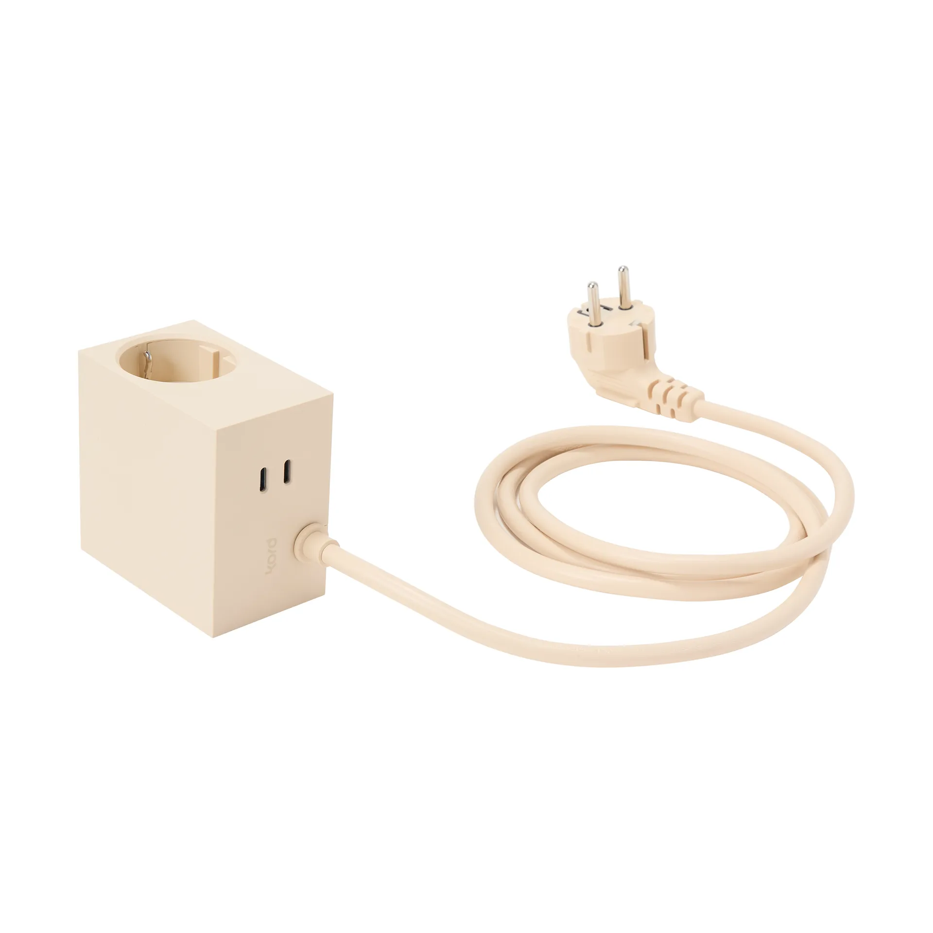 Regleta Cuboid+ con USB-C de 30W y cable de 2 m, Pearled Ivory (blanco) Kord