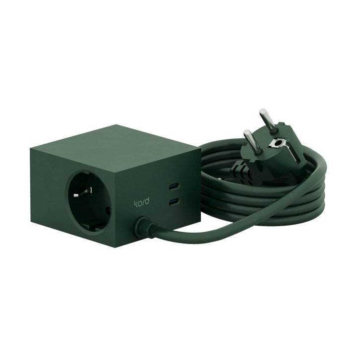 Regleta eléctrica Cuboid+ USB-C 30W 2 m - Dark Green - Kord