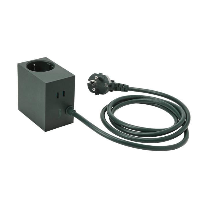 Regleta eléctrica Cuboid+ USB-C 30W 2 m, Dark Green Kord