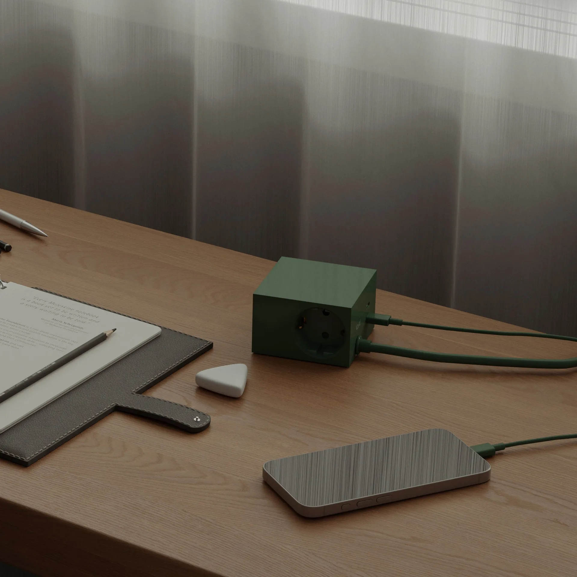Regleta eléctrica Cuboid+ USB-C 30W 2 m, Dark Green Kord