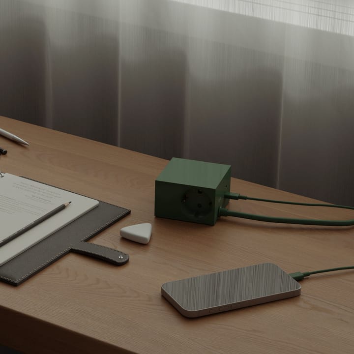 Regleta eléctrica Cuboid+ USB-C 30W 2 m, Dark Green Kord