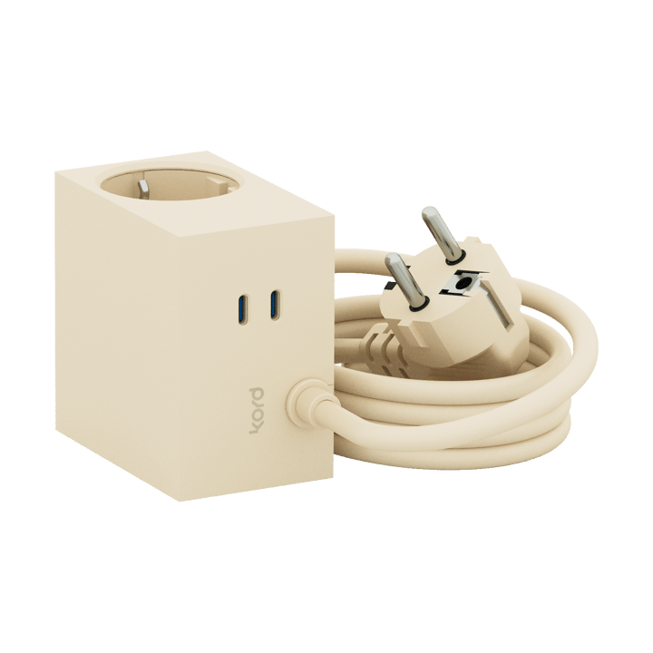 Regleta eléctrica Cuboid+ USB-C 30W 2 m, Pearled Ivory Kord