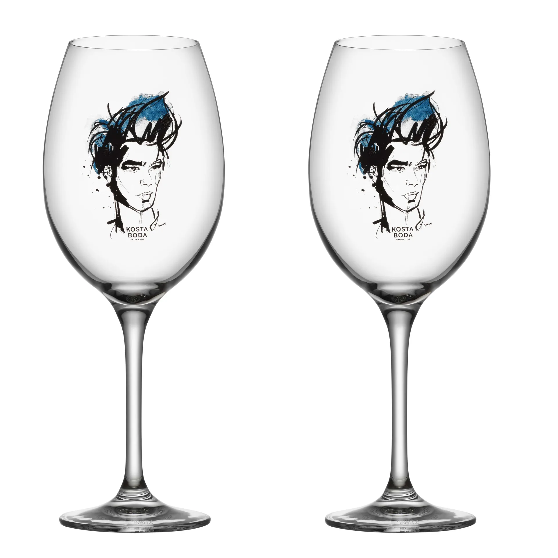 2 Copas de vino All About You 52 cl, Miss him (azul) Kosta Boda