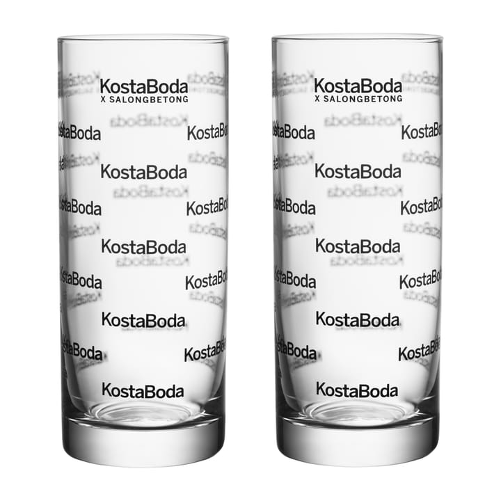 2 Vasos alargados Salong Betong 33 cl - Transparente-negro - Kosta Boda