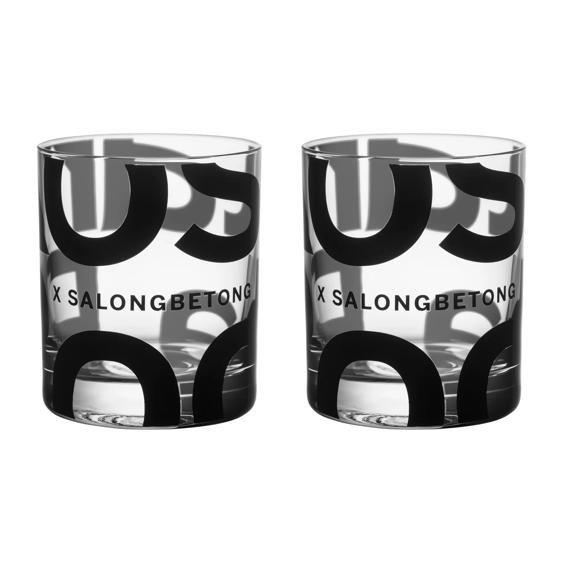 2 Vasos Salong Betong DOF 35 cl, Transparente-negro Kosta Boda