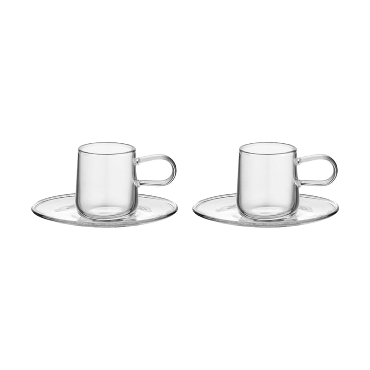 Taza de espresso con platillo Viva 8 cl pack de 2 - Transparente - Kosta Boda