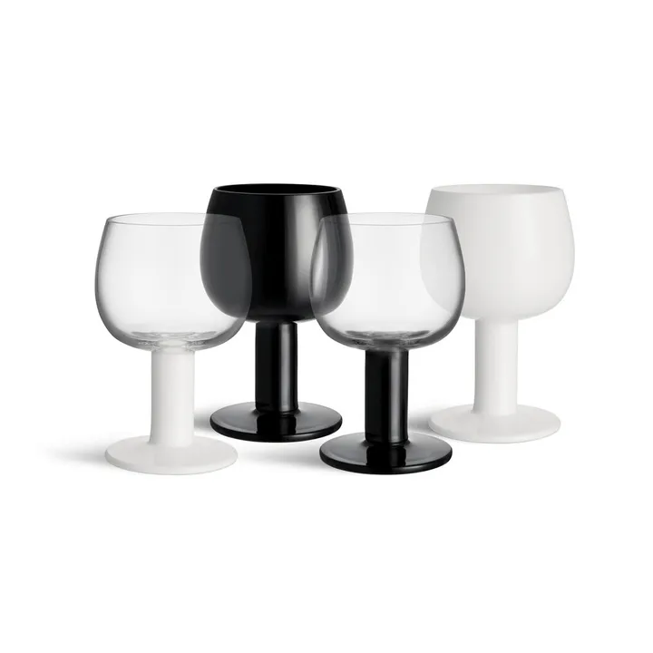 vaso Fars - Blanco-negro, pack de 4 - Kosta Boda