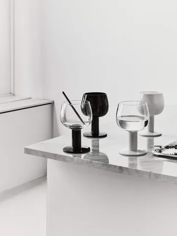 vaso Fars - Blanco-negro, pack de 4 - Kosta Boda