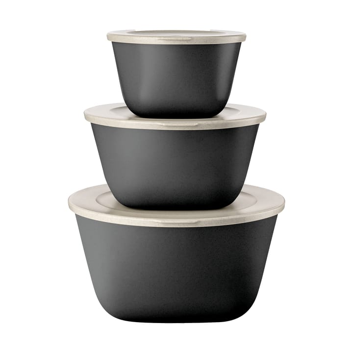 Cuenco Connect Stockholm + tapa 3 piezas, termoplástico biocircular - Nature ash grey - Koziol