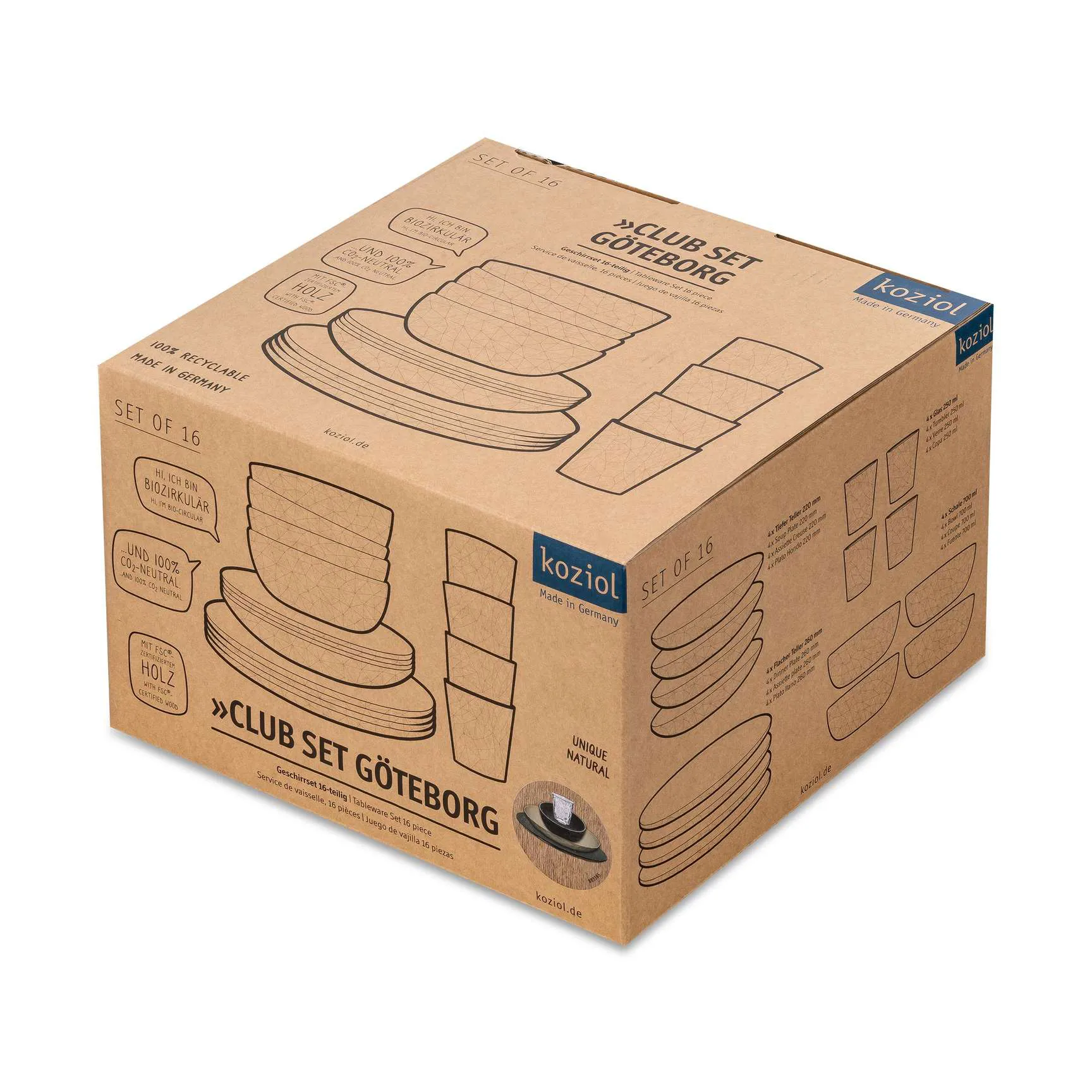 Vajilla Club Göteborg 16 piezas, Multi Koziol