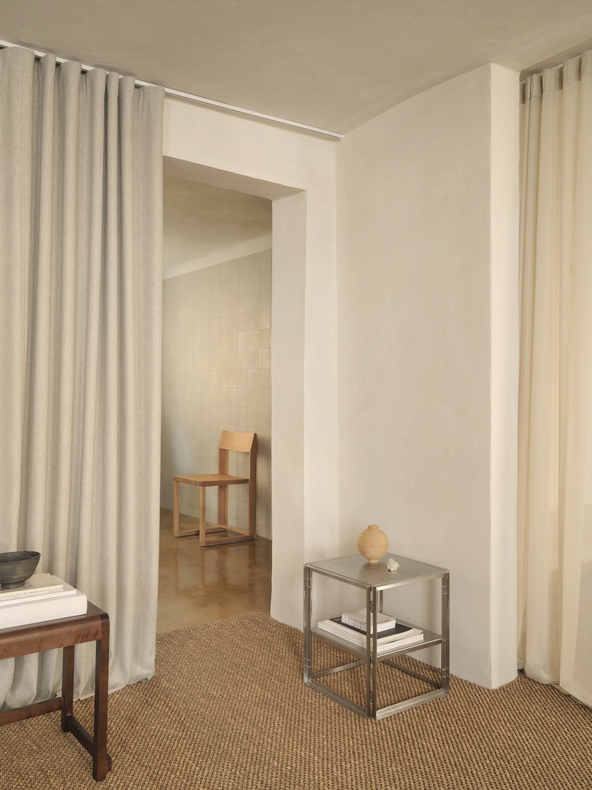 Mesa auxiliar Foldable 40x40 cm, Acero inoxidable cepillado Kristina Dam Studio