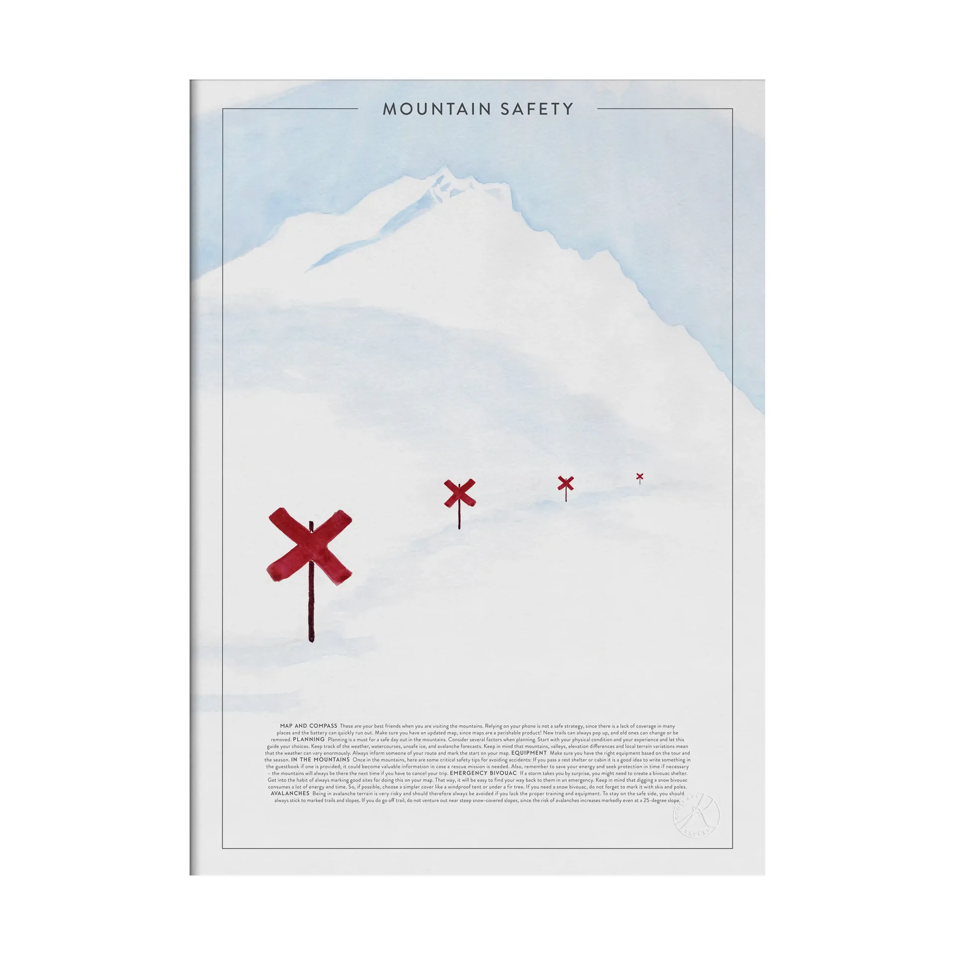 Póster Mountain safety, 50x70 cm Kunskapstavlan®