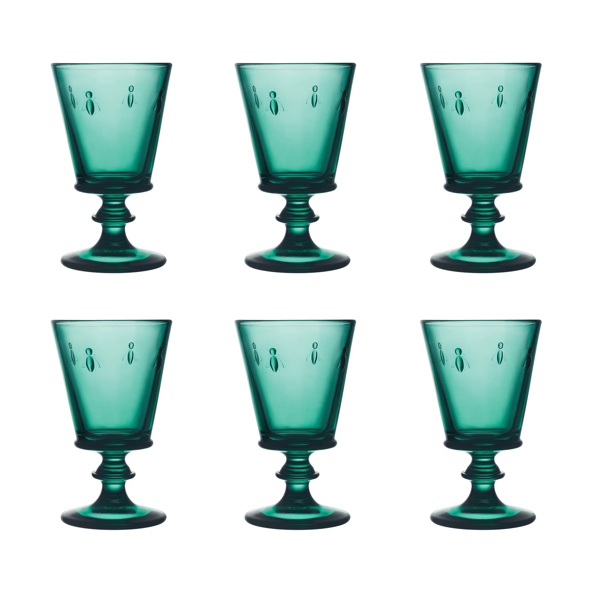 6 Copas de vino Abeille 24 cl, Verde esmeralda La Rochère