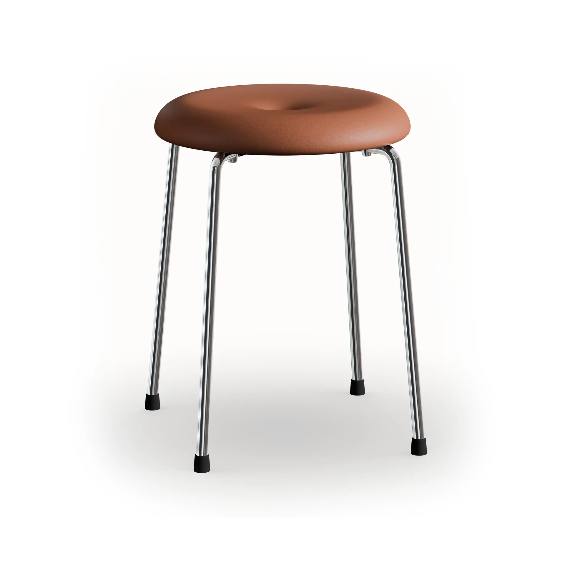 Banco Taburett, Cuero cognac–estructura cromada, 45 cm Lammhults