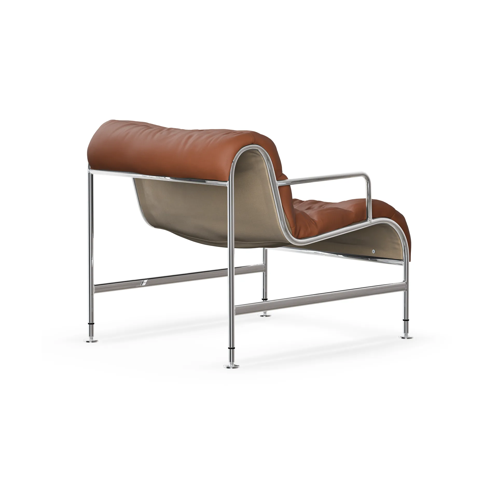 Butaca Sunny con reposabrazos, Piel color cognac con base cromada Lammhults