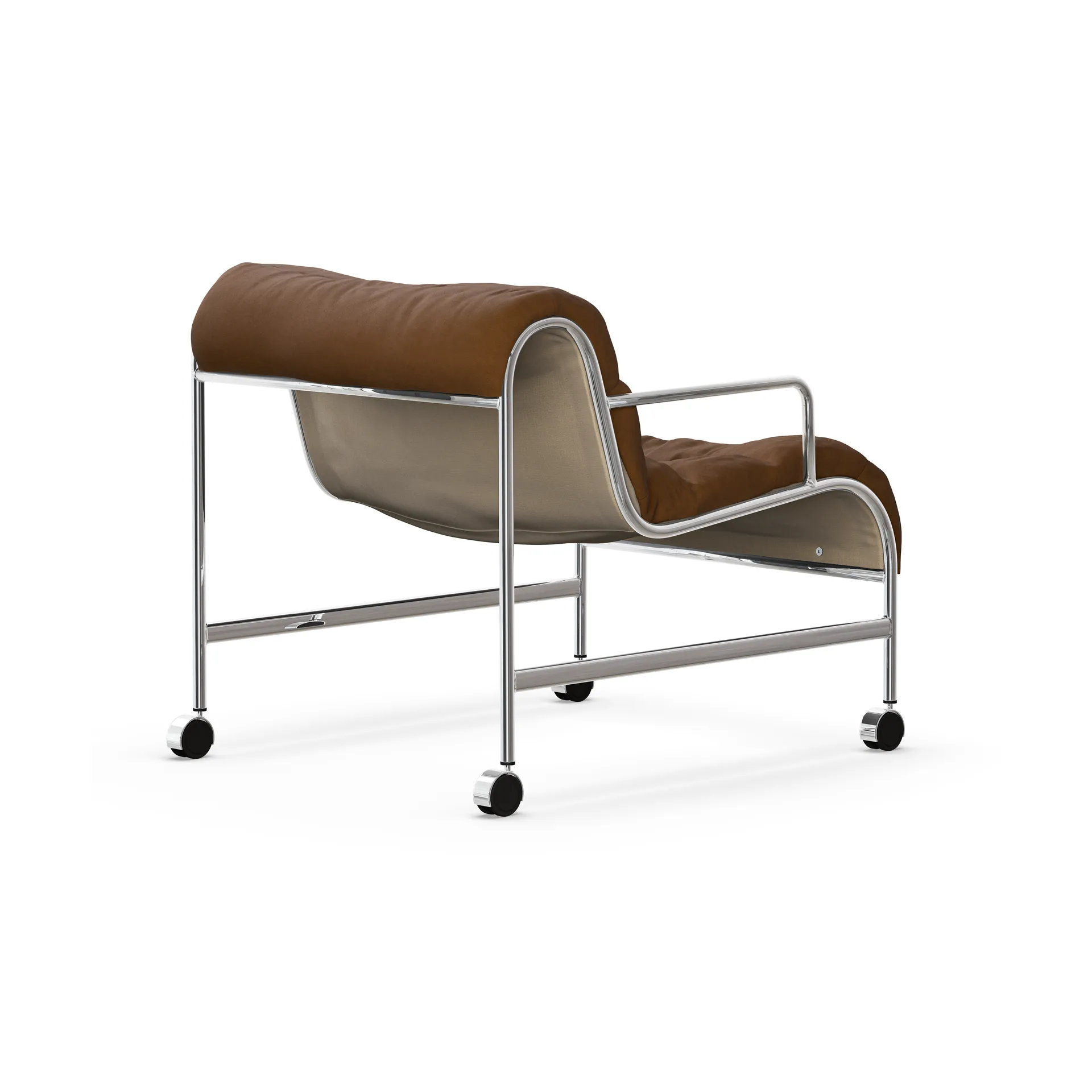 Butaca Sunny con reposabrazos, Vidar marrón cromado bastidor con ruedas Lammhults