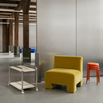 Carrito con ruedas Tension  - Cromo-beige alfombra de cuero - Lammhults