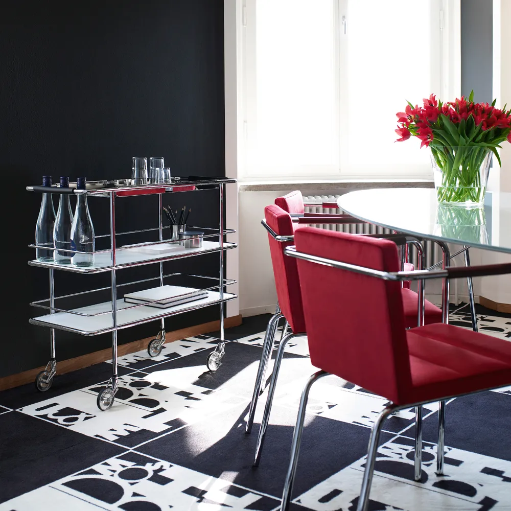 Carro de servicio Cargo, Laminado blanco-cromo Lammhults