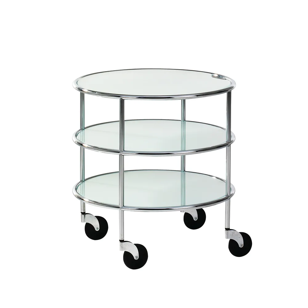 Mesa con ruedas Chicago I, Vidrio esmerilado-cromo Lammhults