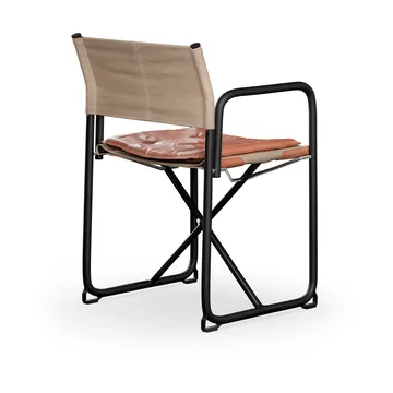 Silla con brazos X75-2 - Lino natural-Elmo Nordic cuero Cognac-patas negras - Lammhults