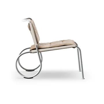 Silla Corso easy chair - Elmo Nordic cuero Natural-lino tejido-cromo - Lammhults